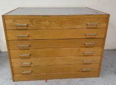 A contemporary six-drawer plan chest H75cm W100cm D70cm Condition Report some scratches and wear