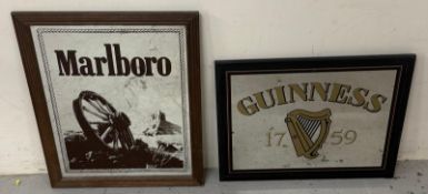 Two pub mirrors advertising Guinness and Malboro (40cm x 50cm & 47cm x 38cm)