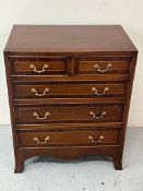 Regency style small chest of drawers with brass handles (H75cm x D39cm x W60cm)