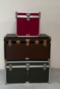 Three storage trunks various sizes 50cm x 50cm x 50cm and 97cm x 50cm x 51m