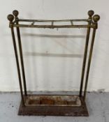 A brass and cast iron stick or umbrella stand H65cm Condition Report a bend to top and rust to base