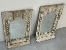Two pine framed wall mirrors (H68cm x 38cm)
