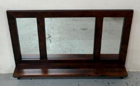 A contemporary wall hanging three panelled hall mirror with shelf and coat hooks under 100cm x