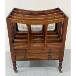 Regency mahogany canterbury on brass castors (H36cm x D38cm x W47cm)