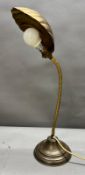 Art Deco shell desk lamp with adjustable goose neck arm H50cm