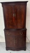 Mahogany drinks cabinet with drawer under and cupboards below H152cm W69c D40cm Condition Report