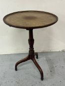 Mahogany tilt top side table on tripod legs (H72cm x Dia50cm)