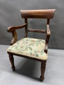 Regency style mahogany open children's armchair H47cm