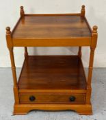 A square side table with drawer on castors H51cm SQ45cm