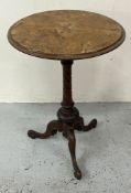 Victorian burr walnut occasional table (H73cm x Dia49cm)