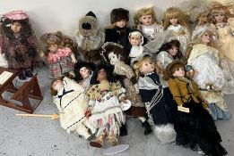 A large selection of loose porcelain dolls of various makers and sizes - AF