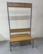 A double-sided changing room bench with hooks (H171cm W94cm D64cm) Condition Report some hooks