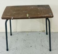 A school industrial table with wooden top and metal legs by Yamaha.60cm x 30cm x 54cm