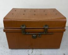A metal trunk with stud details to top H52cm W74cm D50cm