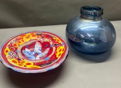 Two of Art glass, one in a Mille Flori style Condition Report good condition