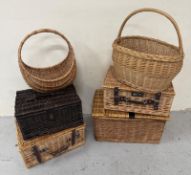 A selection of wicker baskets and hampers in various styles