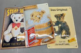 Three tin modern signs of bears H30cm