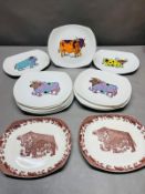 A selection of fourteen English Ironstone 'Beefeater' plates