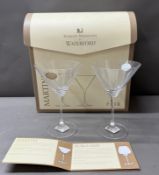 A boxed pair of Waterford crystal Martini glasses for the Roger Mondavi winery