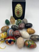 A collection of decorative eggs