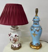 Two lamps, one has no shade Condition Report untested