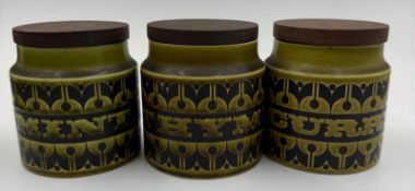 Three Hornsea herb jars 'Mint,Thyme and Curry' Condition Report Good condition