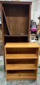 Two shelving units (H188cm W71cm D34cm and H90cm W76cm D28cm)