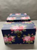 Three floral nesting storage boxes (H26cm W40cm D29cm)