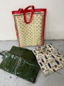 1980's Harrods reusable shopper bags, olive green, Paddington bear etc