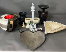 A large collection of decorative items to include diffuser