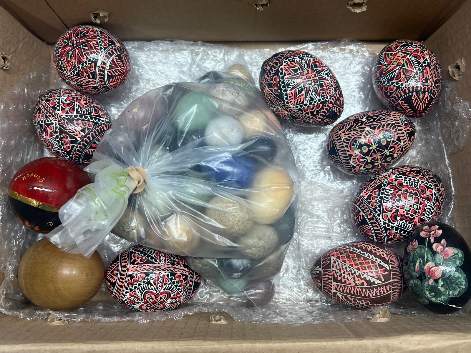 A collection of decorative eggs