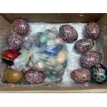 A collection of decorative eggs
