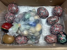 A collection of decorative eggs