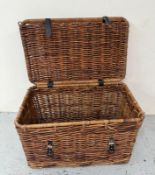 Willow wicker laundry basket with lack straps and handles (H45cm W76cm D48cm)