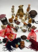 A collection of curiositys including netsukes