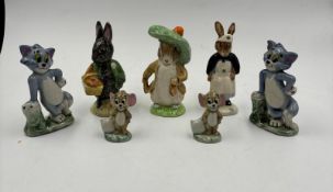 A selection of china figures to include Beatrix Potters