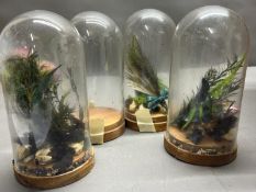 Four glass dome, Ikea cloches with dried floral elemepers in