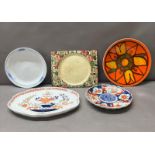 A selection of plates to include an Imari pattern dish and a Poole Pottery plate Condition Report