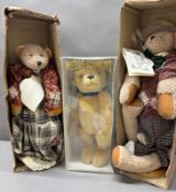Two teddy Tompkins collectable bears, along with a Merrythought bear, all boxed