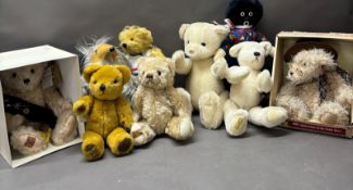 A selection of Plush toys, including makes Merrythought and Deanns