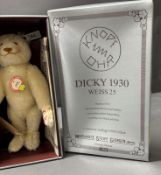 A Steiff Dicky 1930 white 25 in original box with certificate limited edition 2090/9000