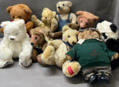 A large selection of teddy bears of various makers including a Steiff bear