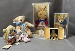 A selection of cuddly toys from various makers, including Steiff and Merrythought