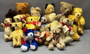 A collection of Teddy bears of various ages and makers, including Merrythought, Canterbury etc, 17