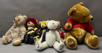 A selection of teddy bears various makers, to include Merrythought