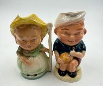 Burlington Ware toby jugs of 'Jack Horner' and 'Little Bo Peep'