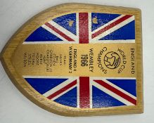 A commemorative shield celebrating the 1966 world cup