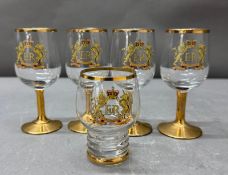 A set of five coronation glasses