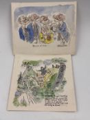 Two hand painted Golf themed cartoons