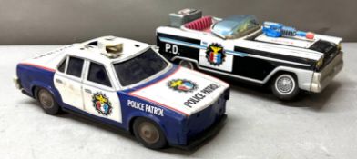 Two AF Japanese tinplate cars, Police patrol and Highway patrol